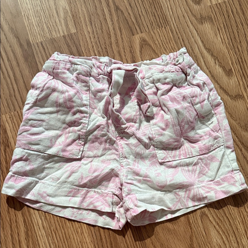 Pink Patterned Girls’s Linen Shorts